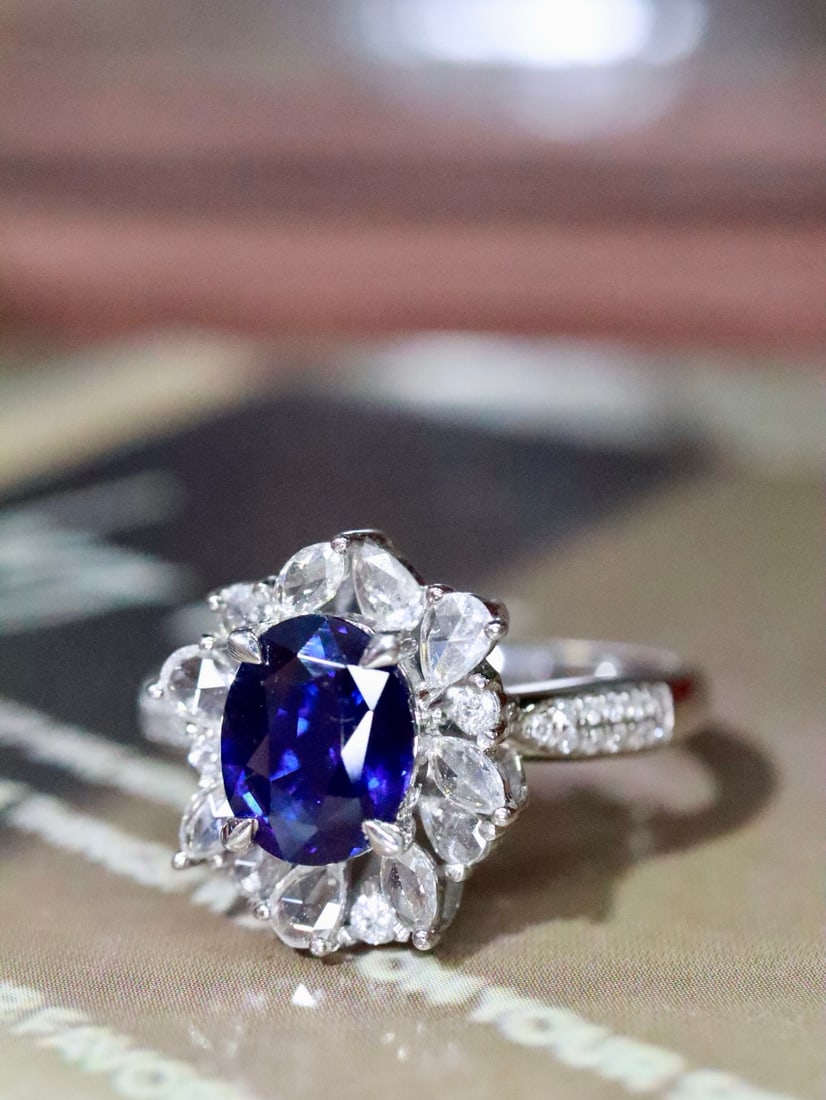 Platinum Natural Sapphire Ring - 5