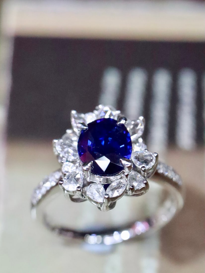 Platinum Natural Sapphire Ring - 7