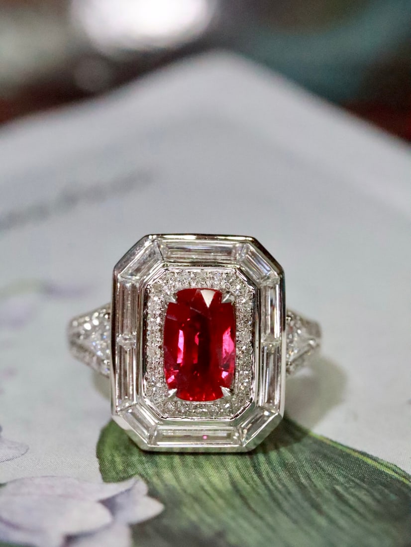 Platinum Natural Ruby Ring - 3