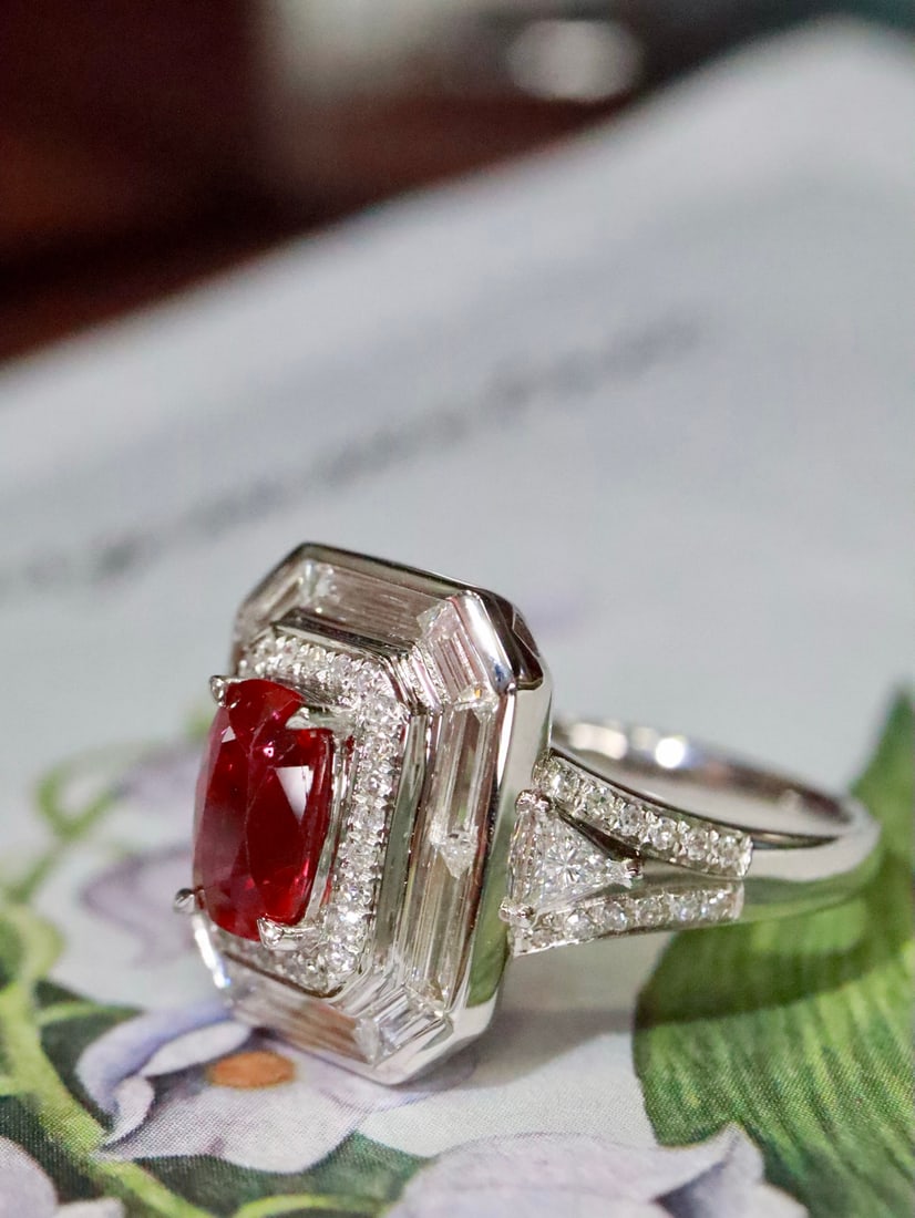 Platinum Natural Ruby Ring - 4