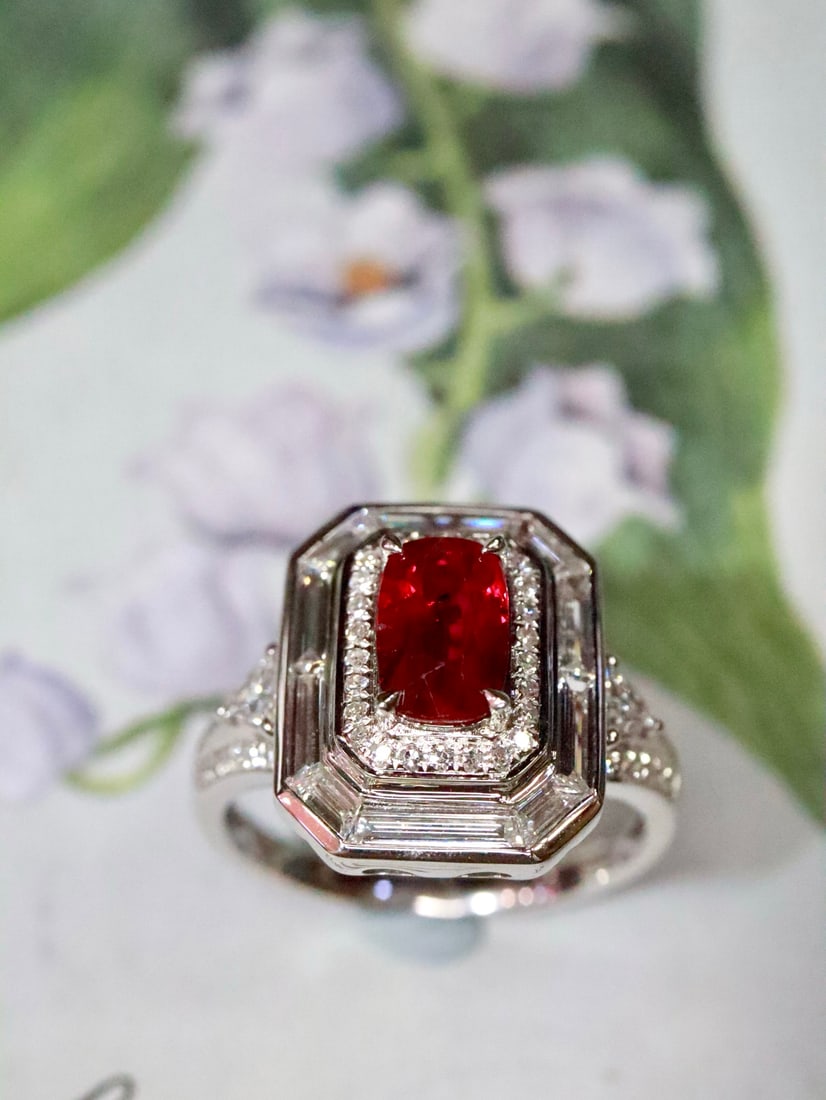Platinum Natural Ruby Ring - 5