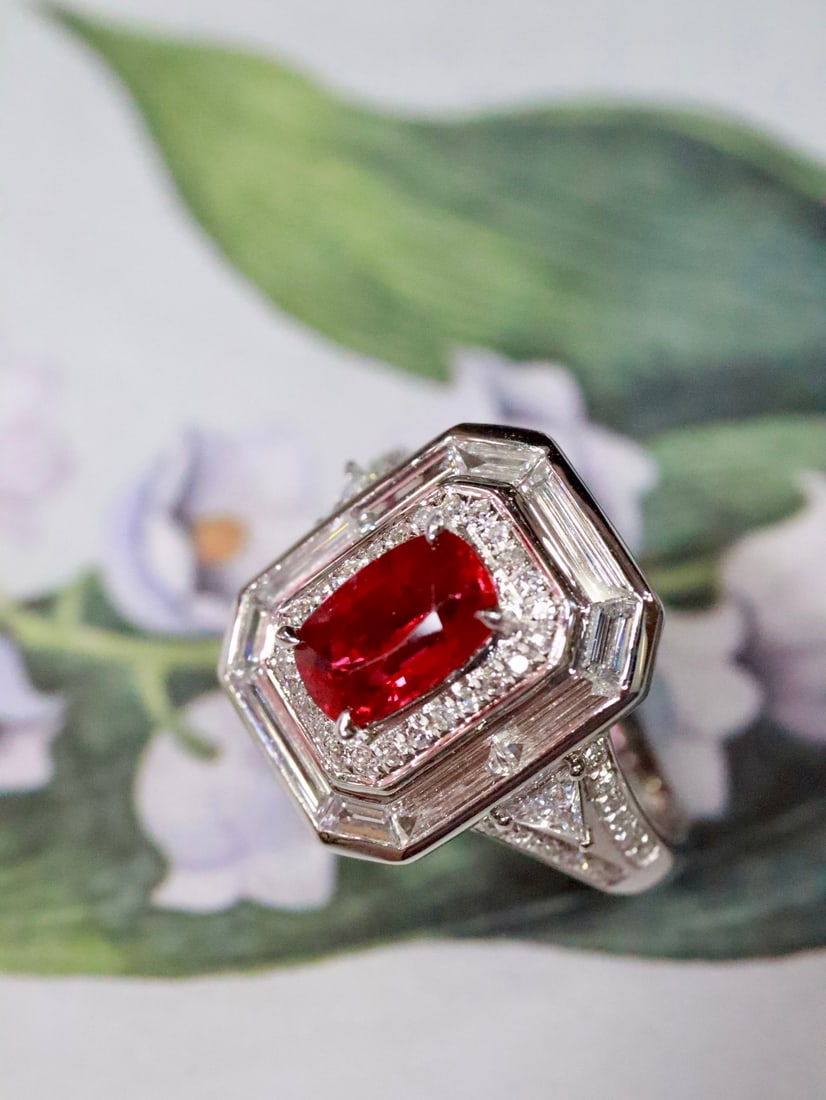 Platinum Natural Ruby Ring - 6