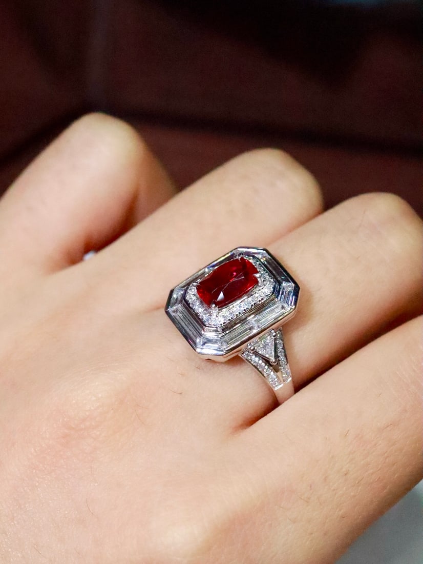 Platinum Natural Ruby Ring - 7