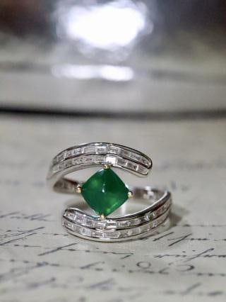 18K Gold Natural Emerald Ring - 3