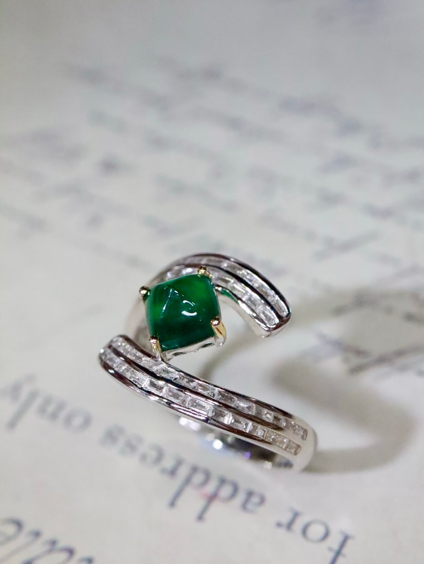 18K Gold Natural Emerald Ring - 5