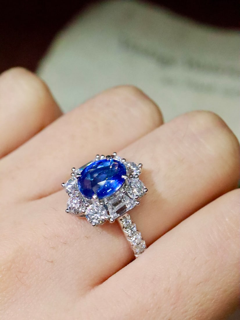 Platinum Natural Sapphire Ring - 2