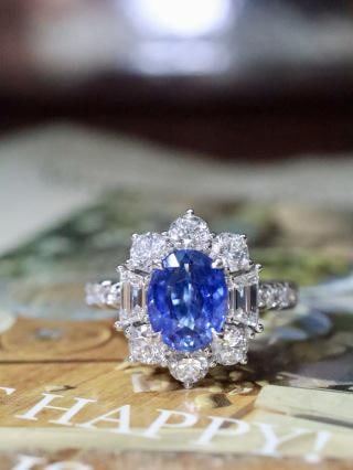 Platinum Natural Sapphire Ring - 3
