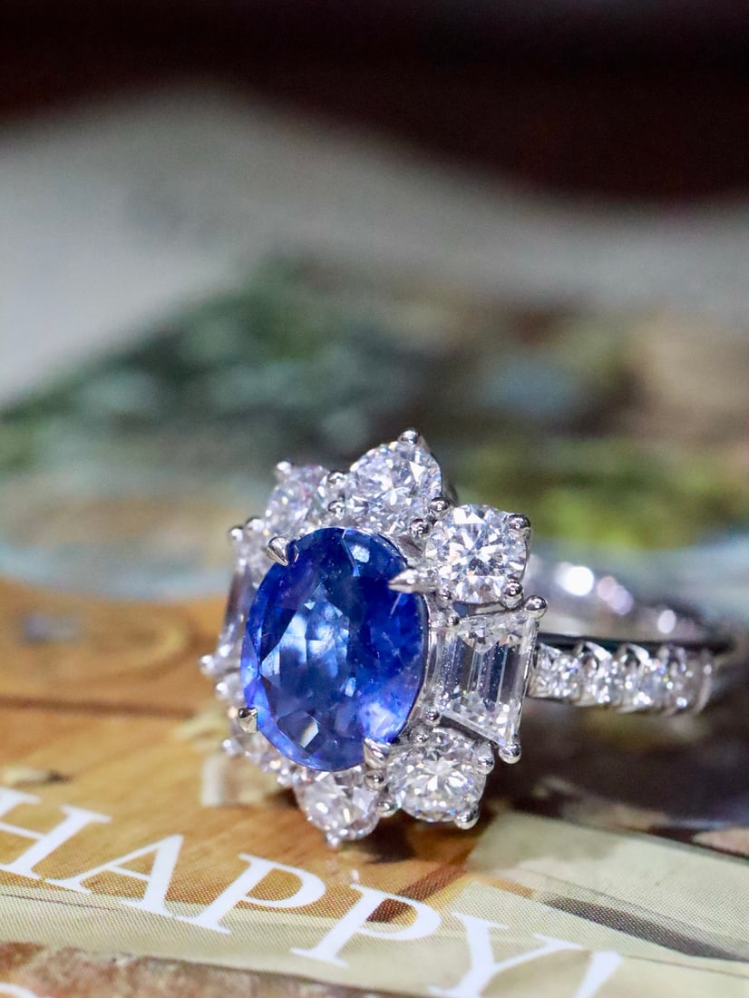 Platinum Natural Sapphire Ring - 5