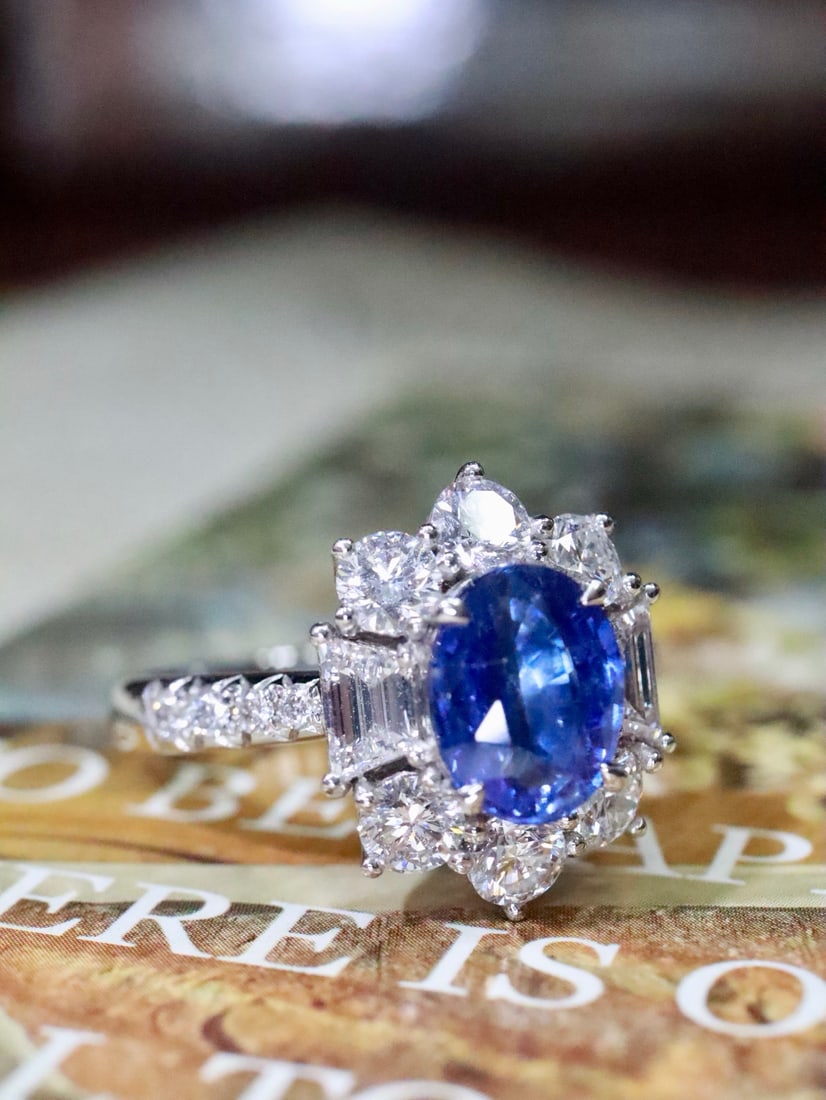 Platinum Natural Sapphire Ring - 6