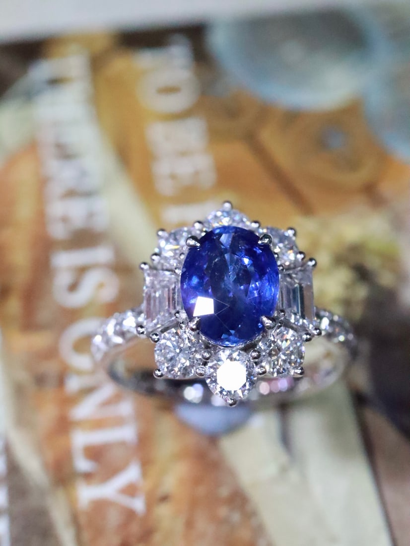 Platinum Natural Sapphire Ring - 7