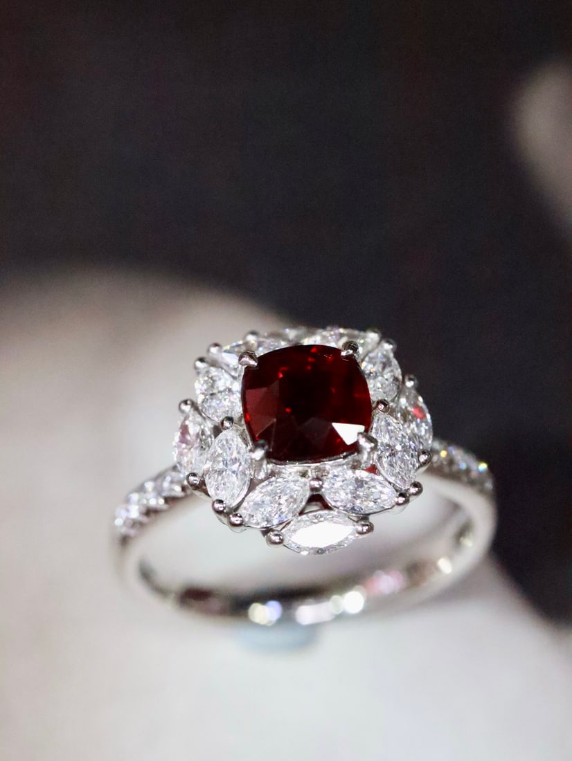 PT950 Natural Unheated Ruby Ring - 5