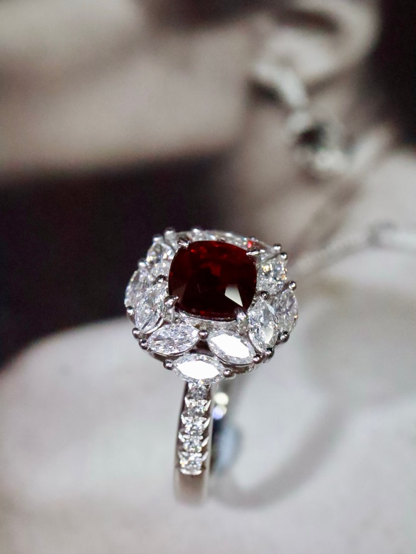 PT950 Natural Unheated Ruby Ring - 6