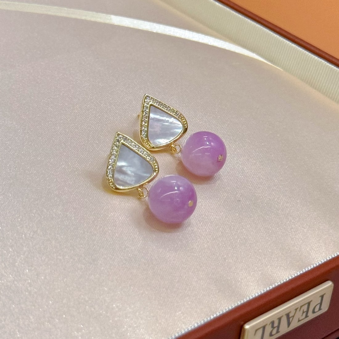 Natural Kunzite and Mother-of-Pearl Earrings - 7