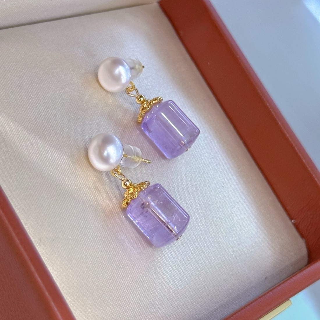 Natural Amethyst Pearl Earrings - 3