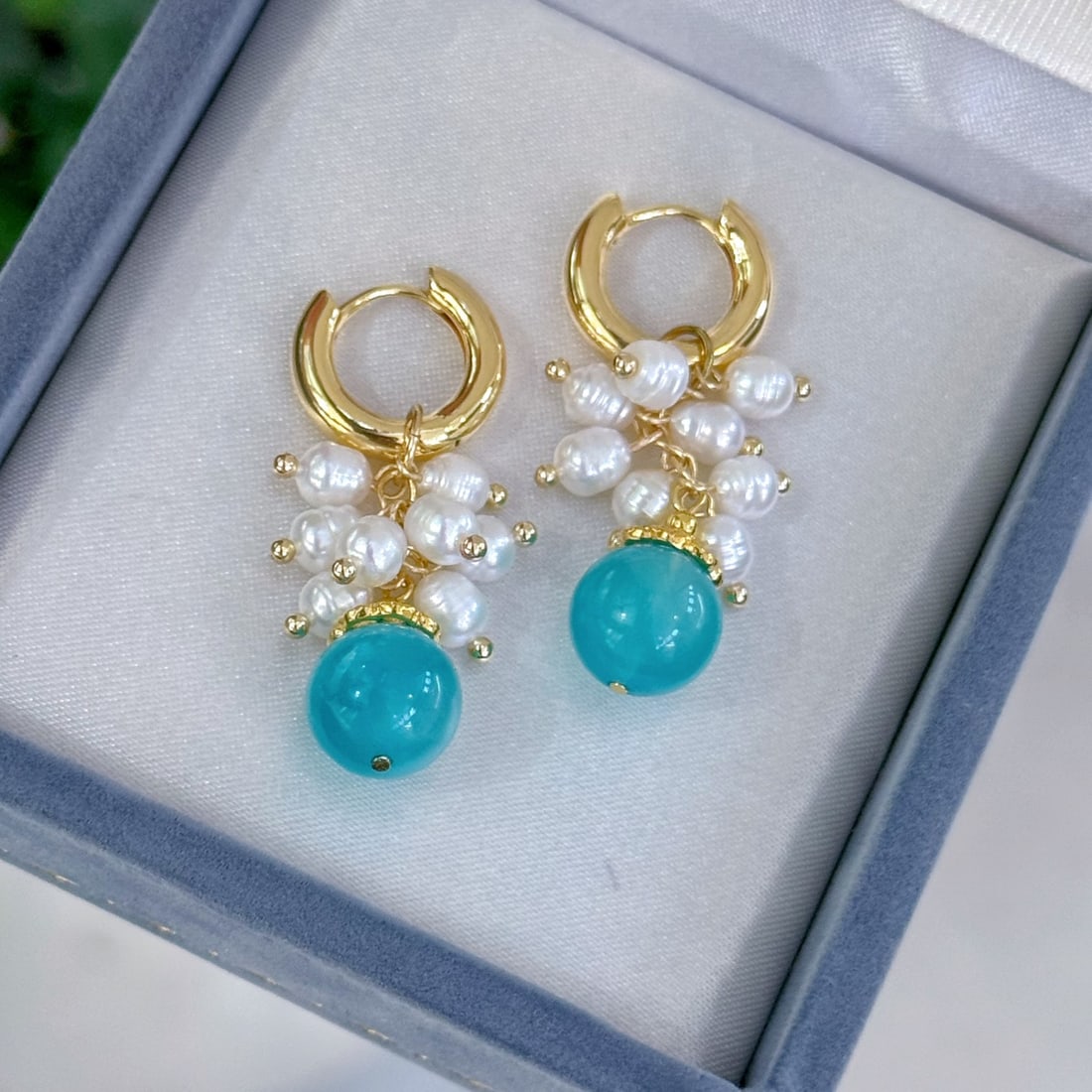 Natural Pearl Crystal Amazonite Earrings (1 of 7)