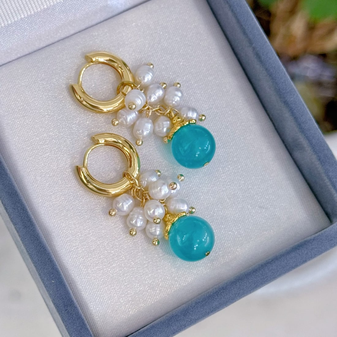 Natural Pearl Crystal Amazonite Earrings - 7