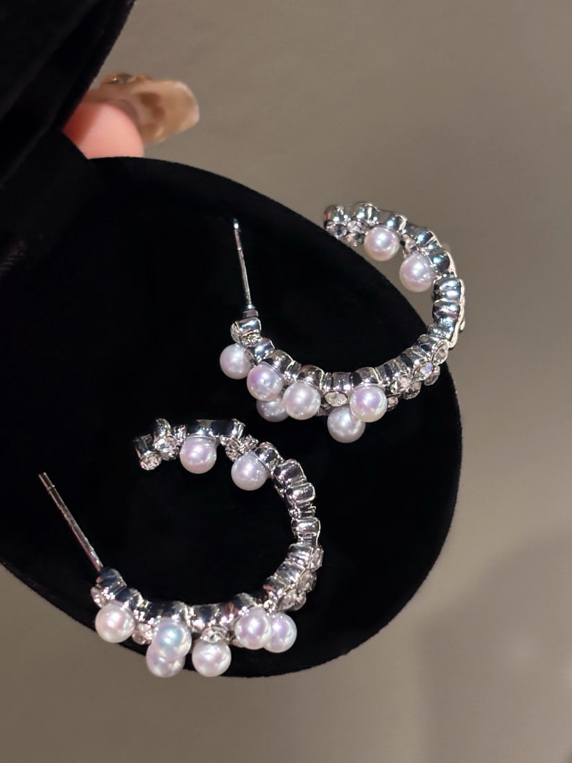 Zircon Freshwater Pearl Earrings - 2