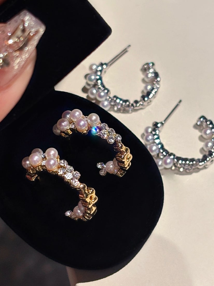 Zircon Freshwater Pearl Earrings - 5
