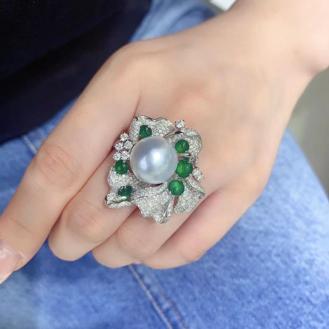 S925 Silver Pearl Ring - 8