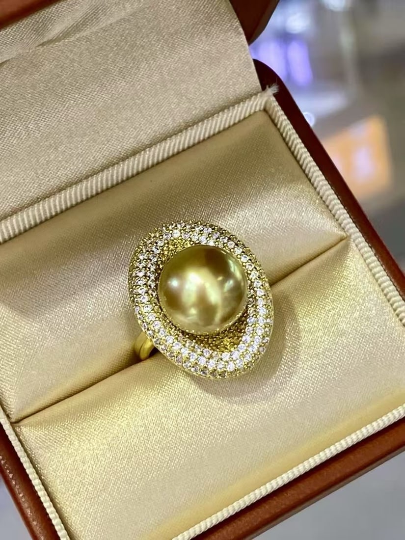 Gold Natural South Sea Pearl Ring - 2