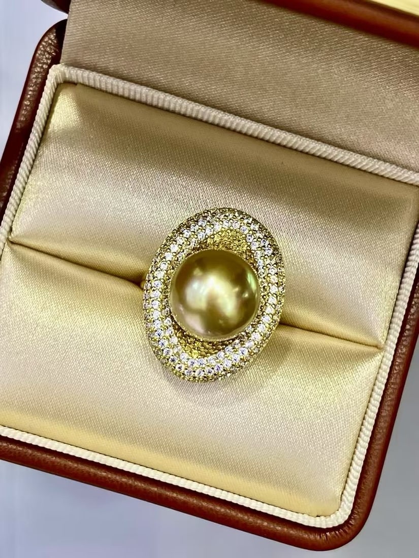 Gold Natural South Sea Pearl Ring - 4