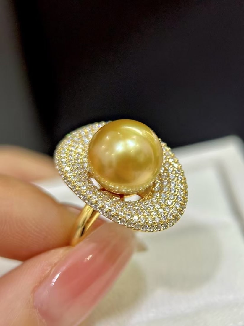 Gold Natural South Sea Pearl Ring - 5