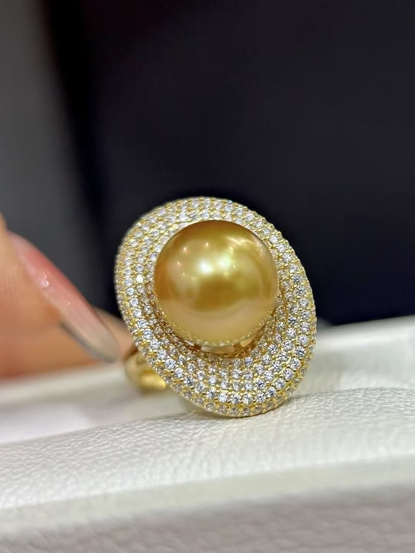 Gold Natural South Sea Pearl Ring - 6
