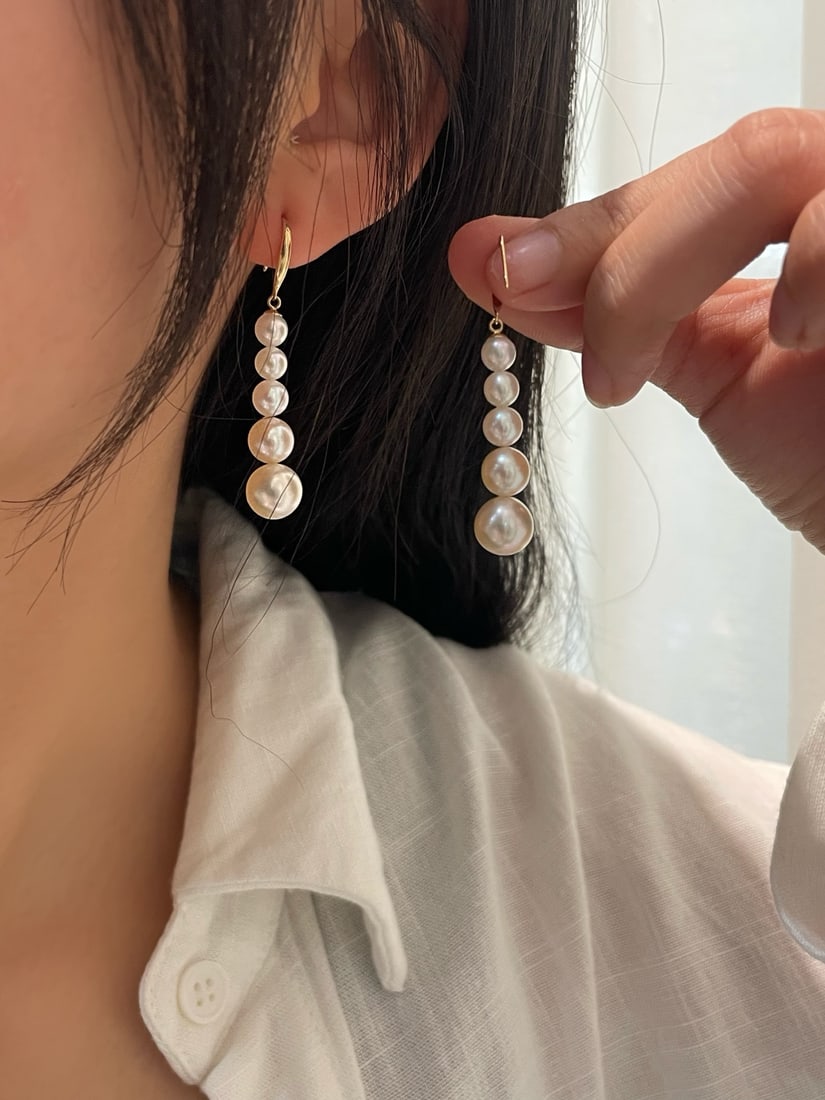 18K Gold Akoya Pearl Earrings - 2