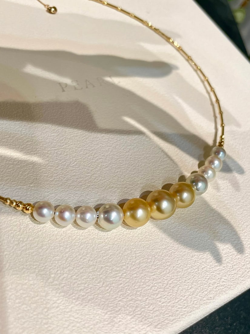 18K Gold Seawater Pearl Necklace - 4