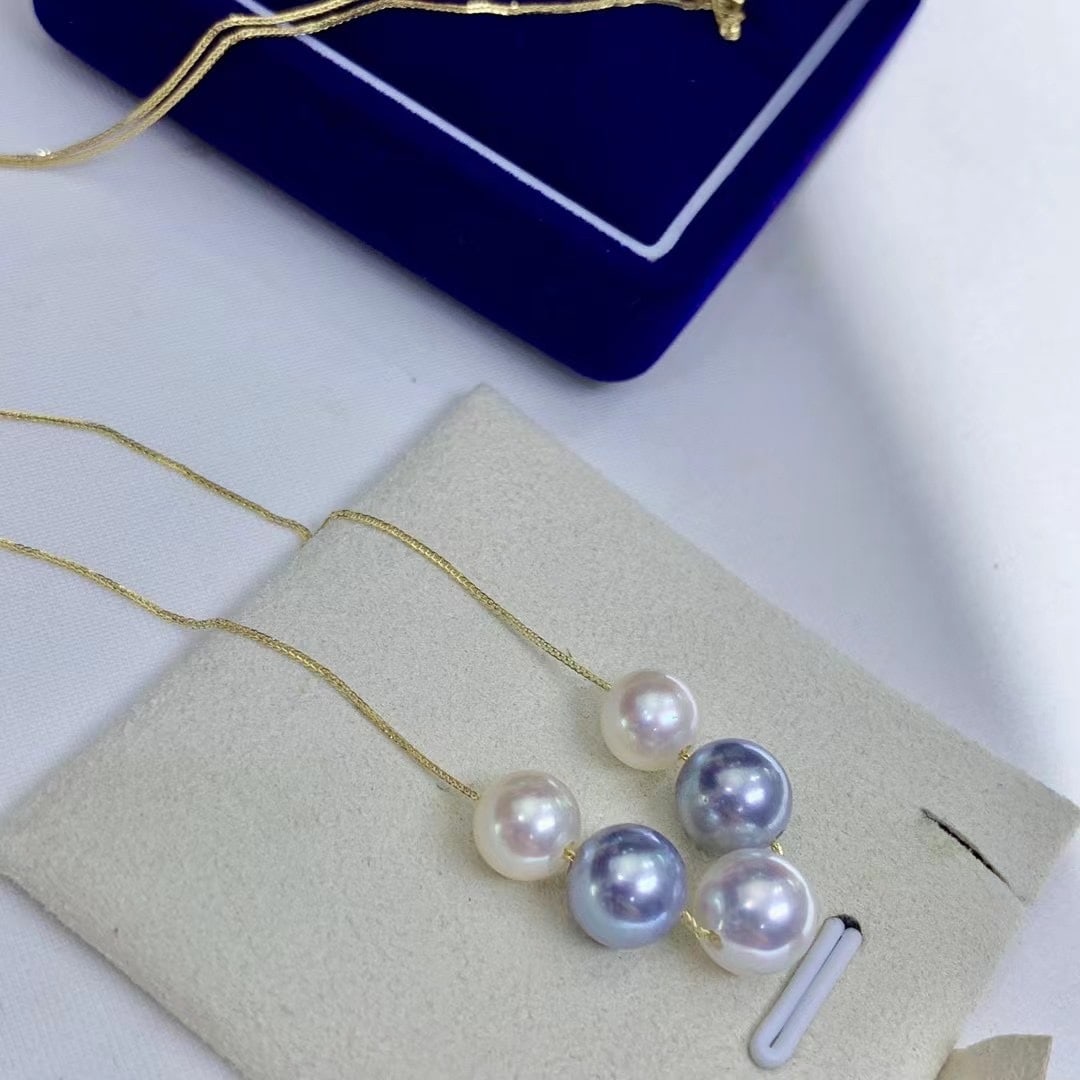 18K Gold High Luster Akoya Pearl Necklace - 4