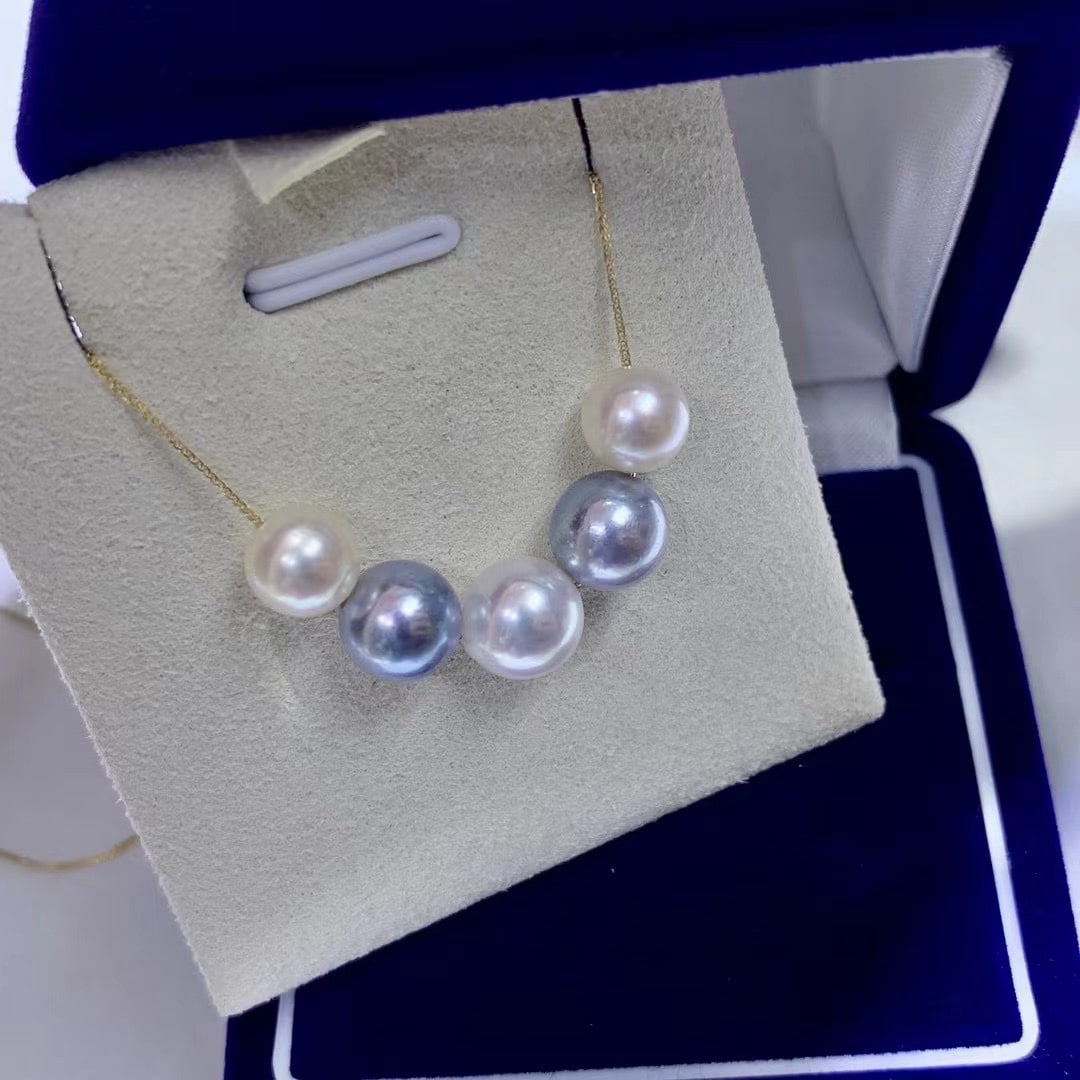 18K Gold High Luster Akoya Pearl Necklace - 5