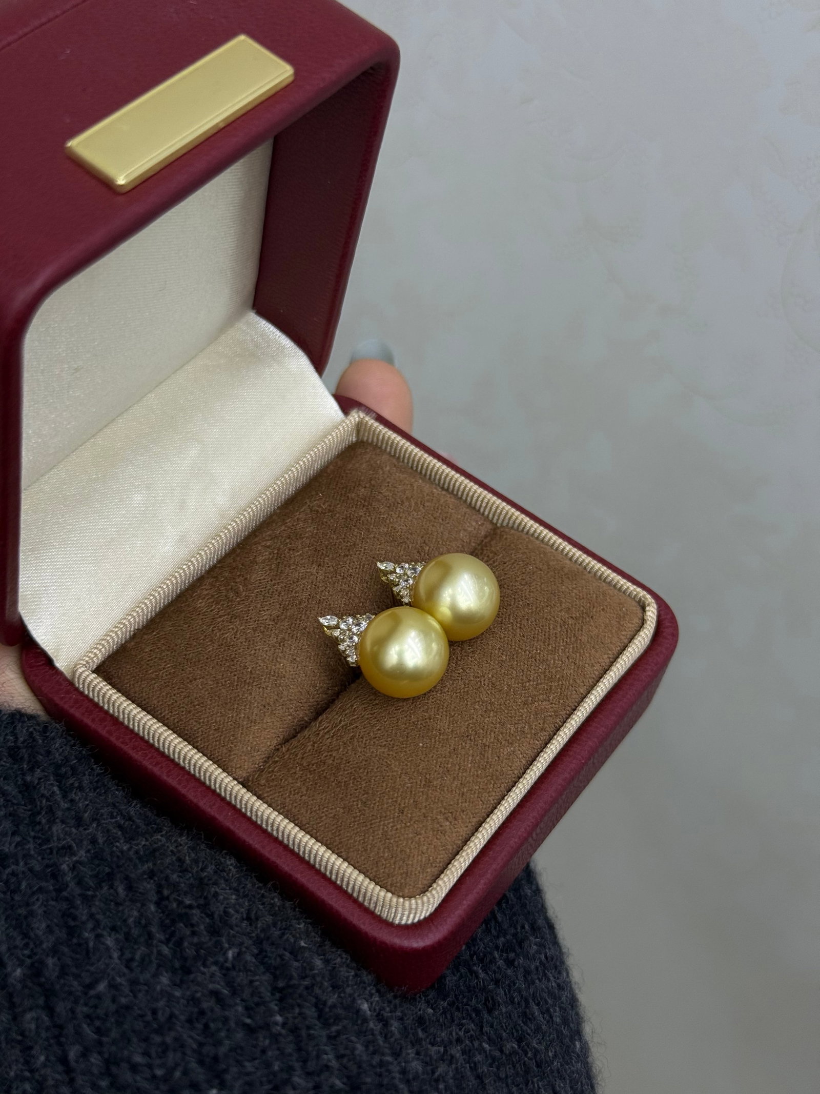 18K Gold South Sea Golden Pearl Earrings - 2