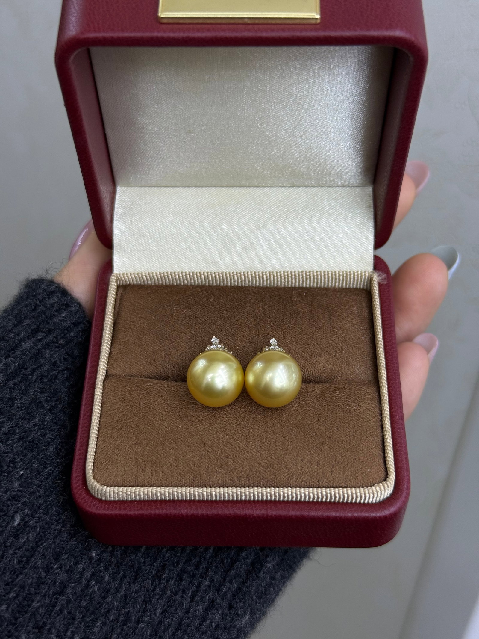 18K Gold South Sea Golden Pearl Earrings - 3