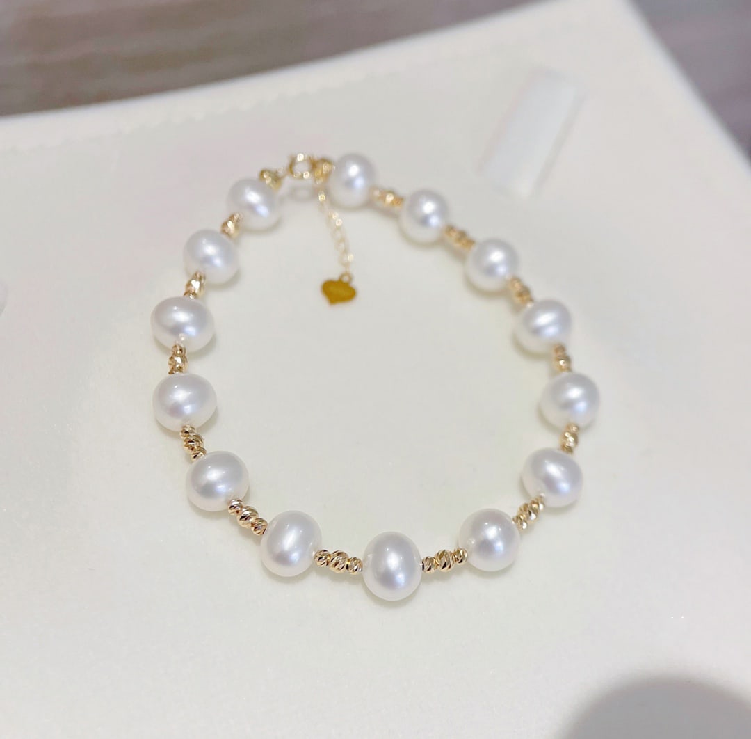 18K Gold Natural Pearl Bracelet - 2