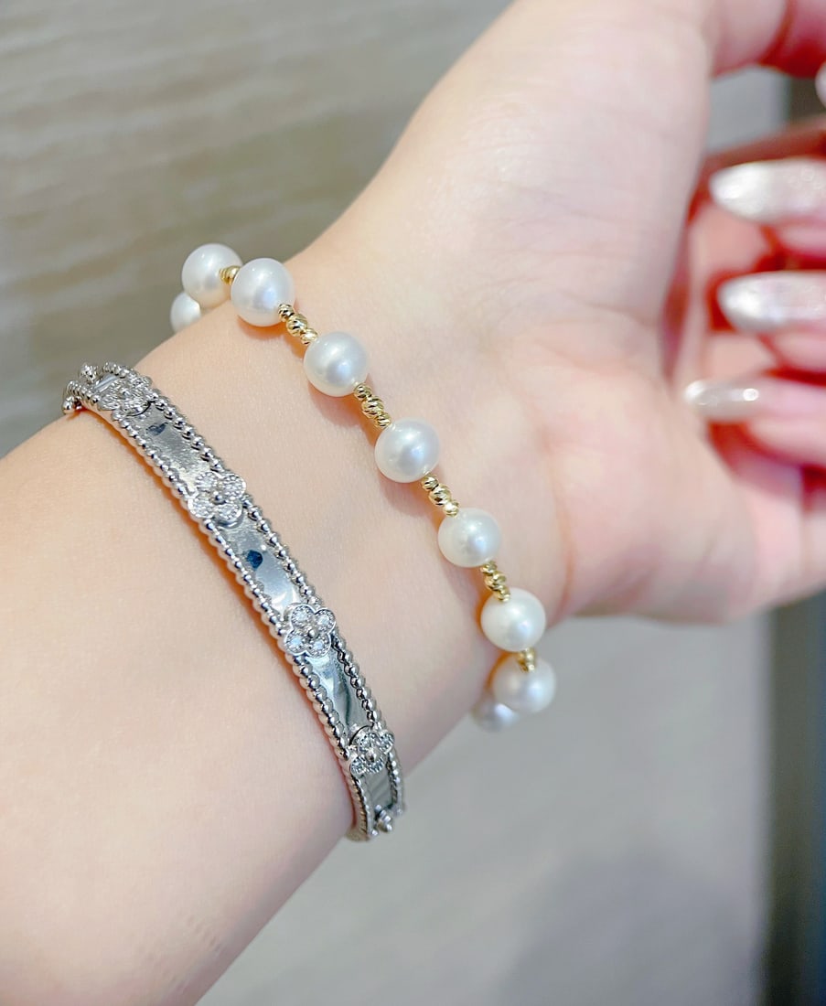 18K Gold Natural Pearl Bracelet - 3