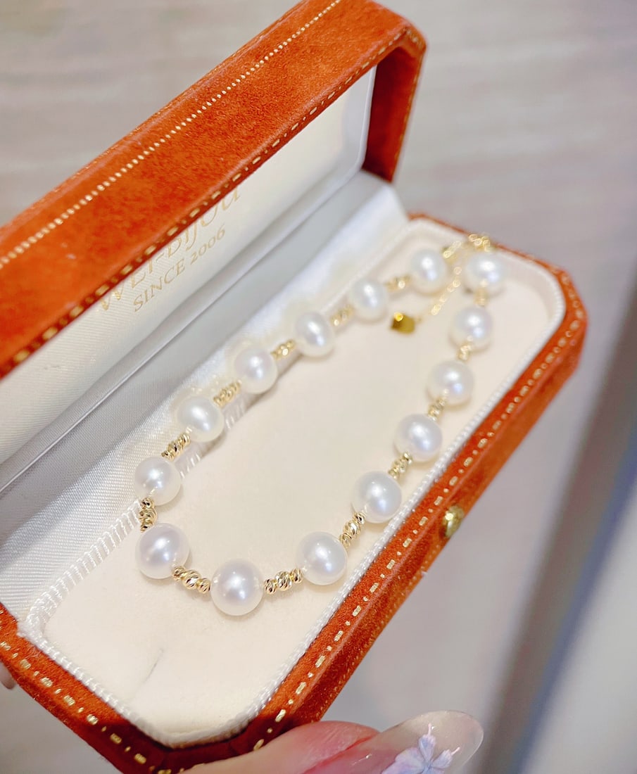 18K Gold Natural Pearl Bracelet - 4