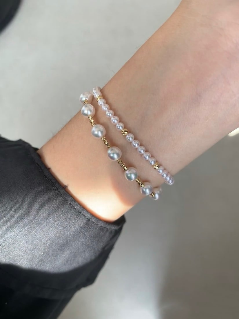 18K Gold Natural Pearl Bracelet - 6