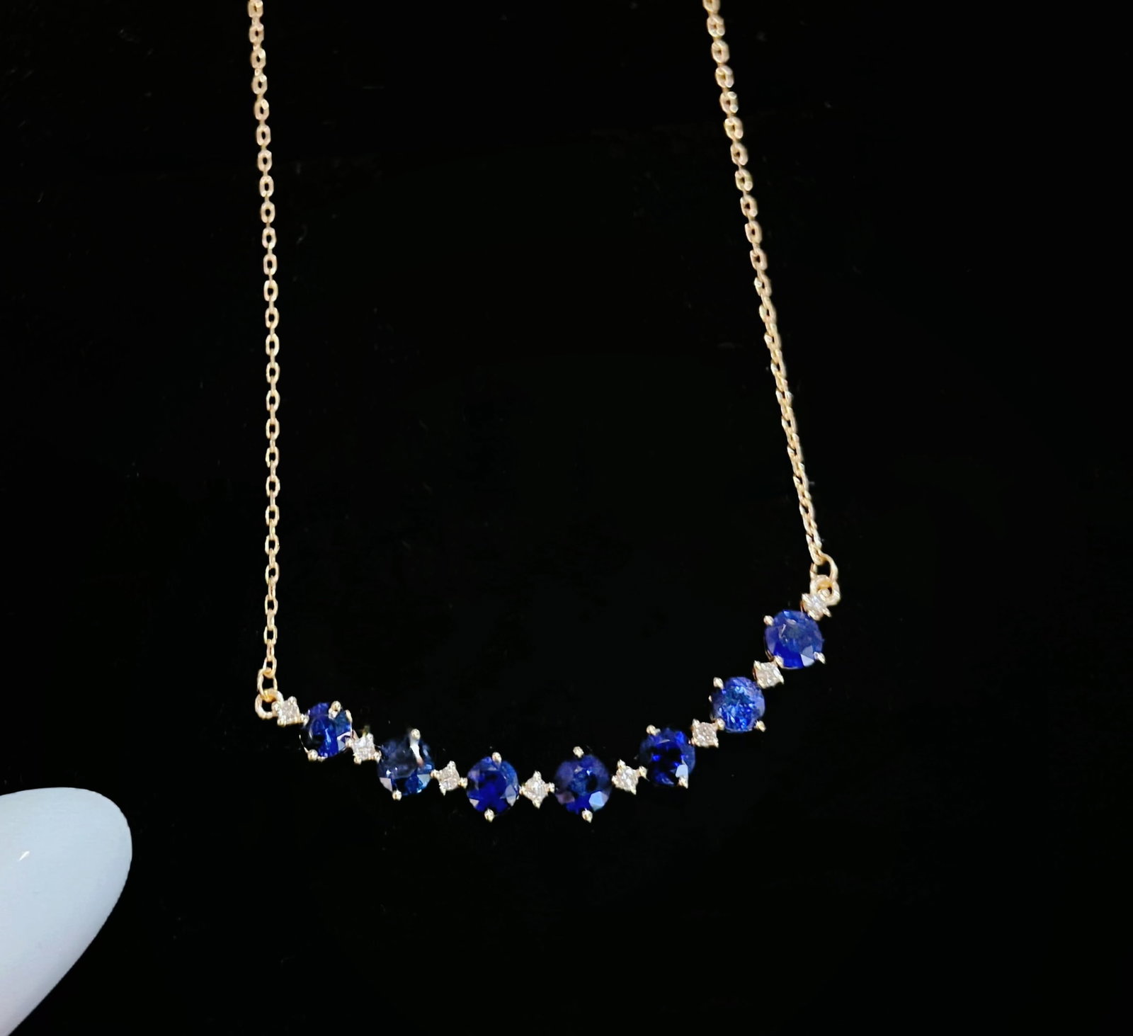 18K Gold Natural Sapphire Necklace - 6