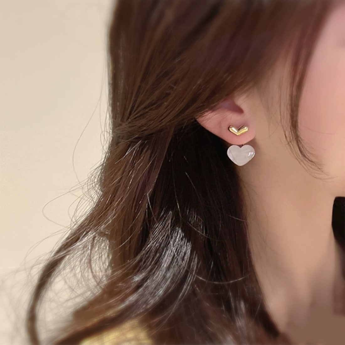 18K Gold Natural White Mother-of-Pearl Earrings - 2