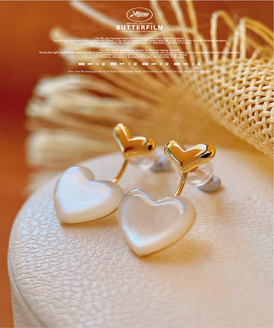 18K Gold Natural White Mother-of-Pearl Earrings - 5