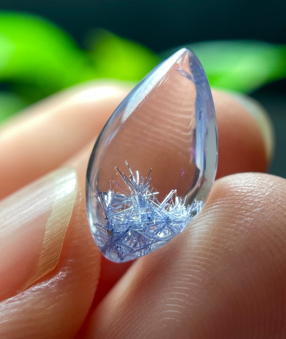 Natural blue rutilated quartz pendant - 4