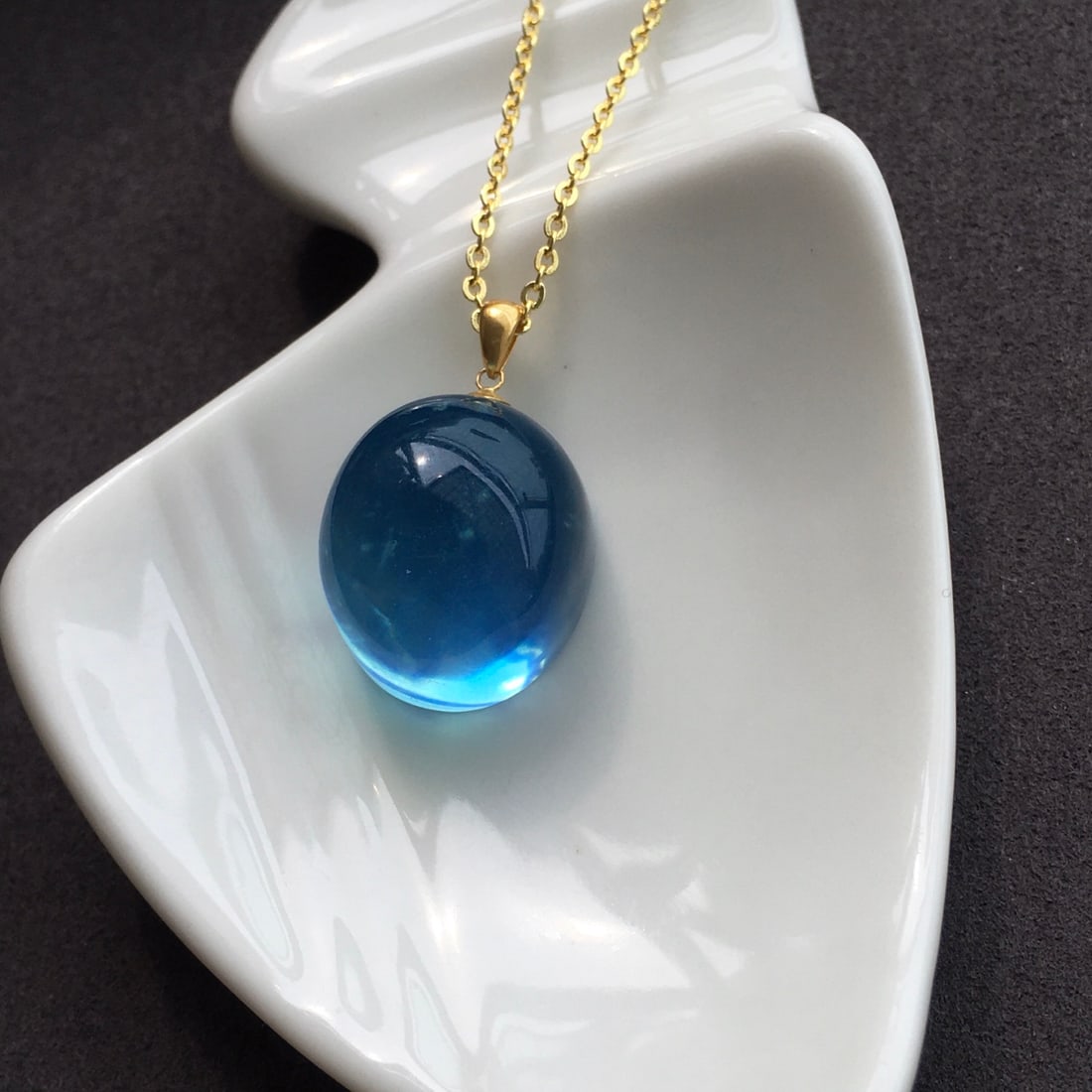 18K Gold Aquamarine Pendant - 2
