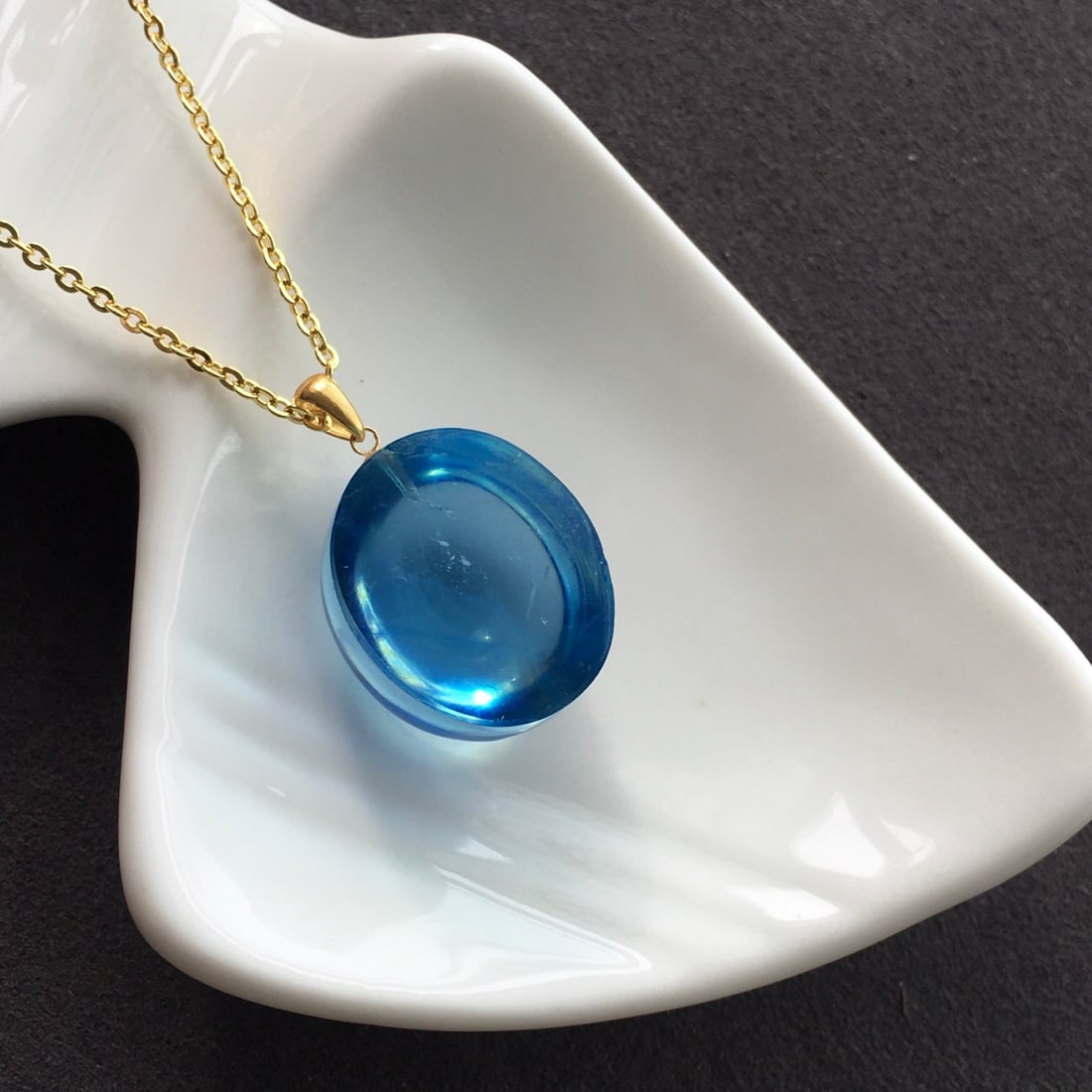18K Gold Aquamarine Pendant - 3