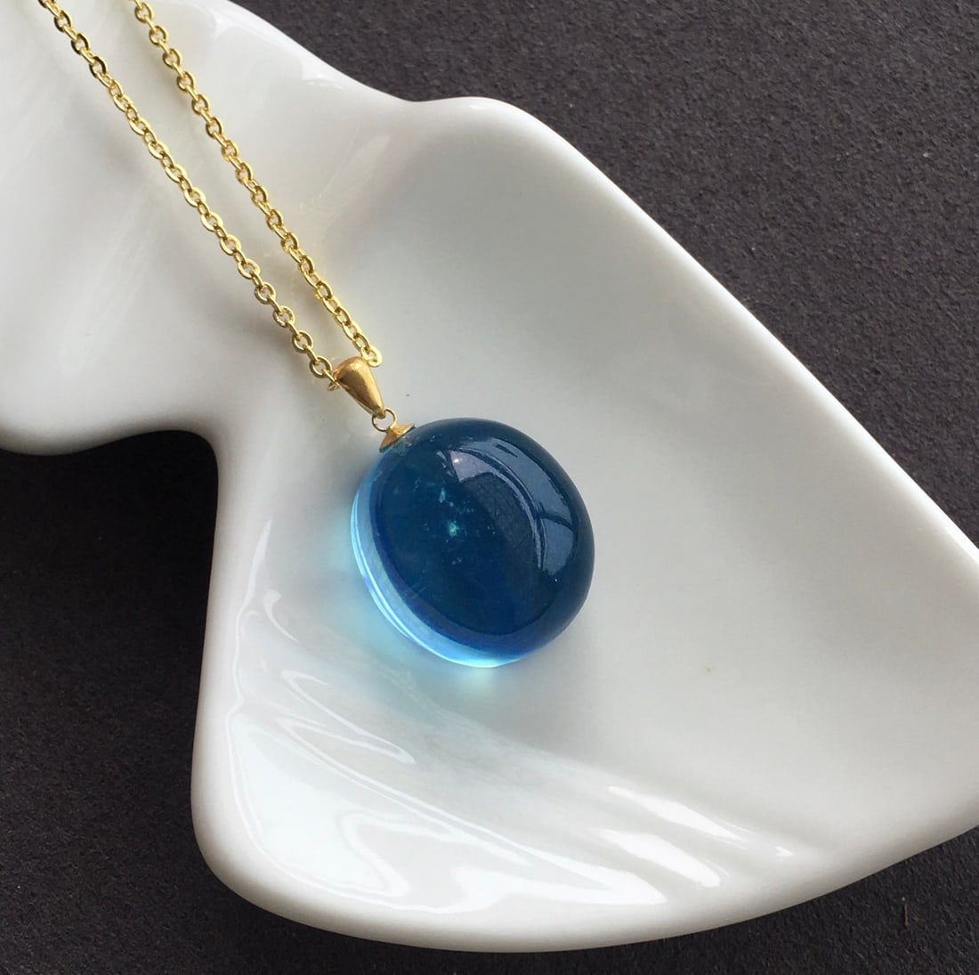 18K Gold Aquamarine Pendant - 4