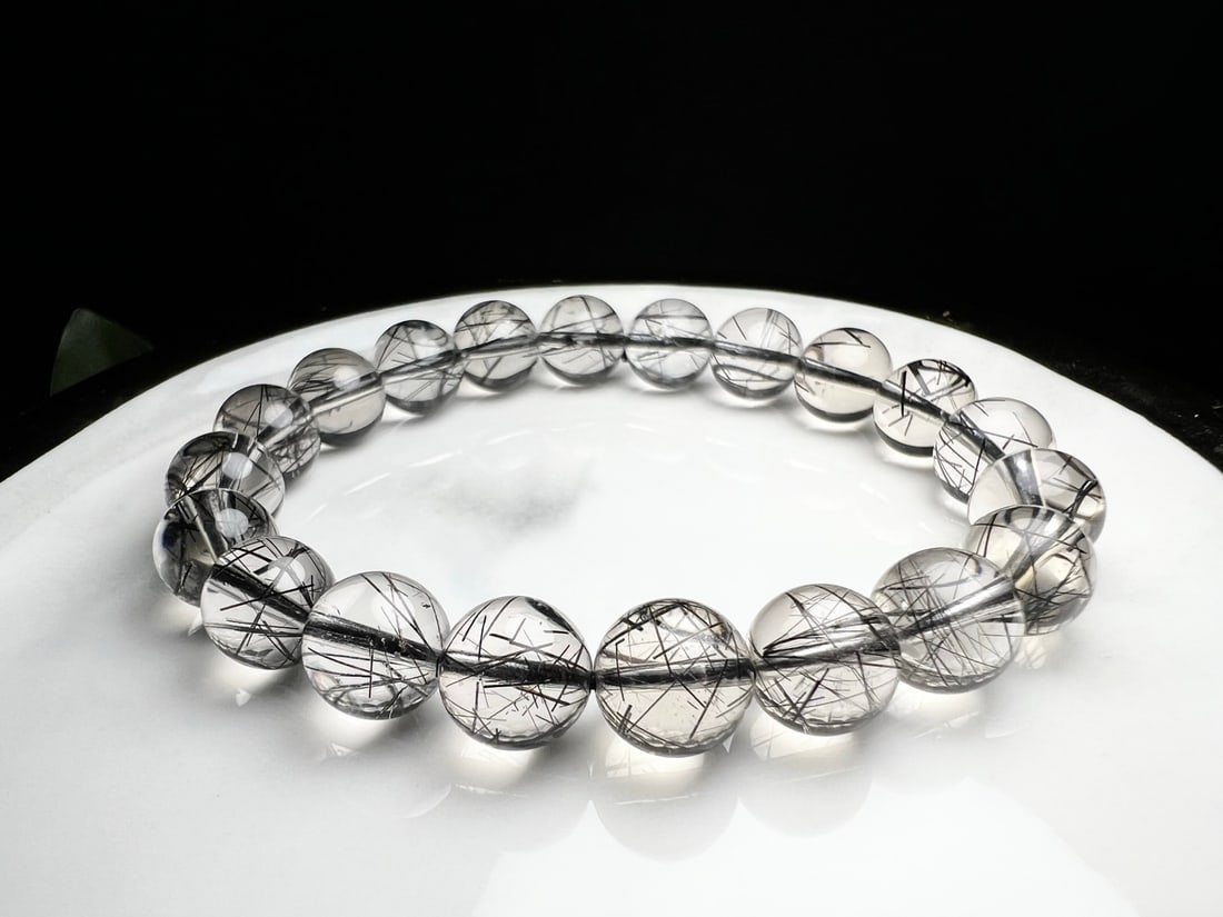 Natural Black Rutilated Quartz Bracelet - 2