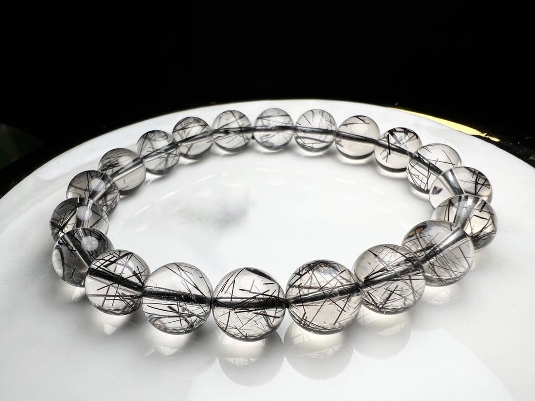 Natural Black Rutilated Quartz Bracelet - 3