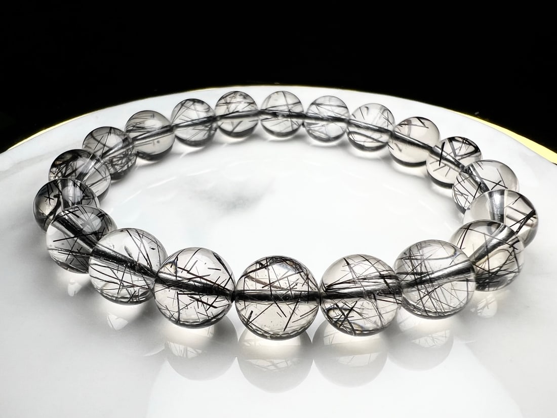 Natural Black Rutilated Quartz Bracelet - 4
