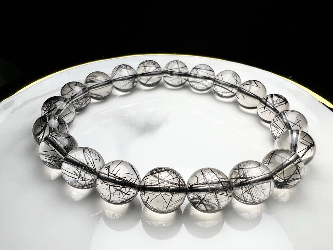 Natural Black Rutilated Quartz Bracelet - 5