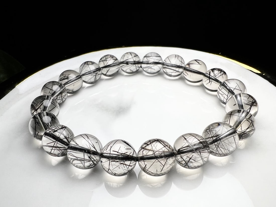 Natural Black Rutilated Quartz Bracelet - 6