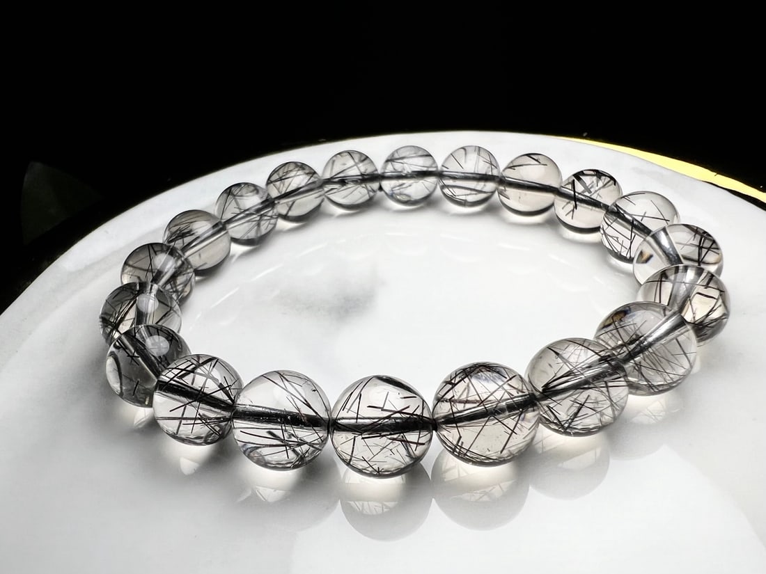 Natural Black Rutilated Quartz Bracelet - 7